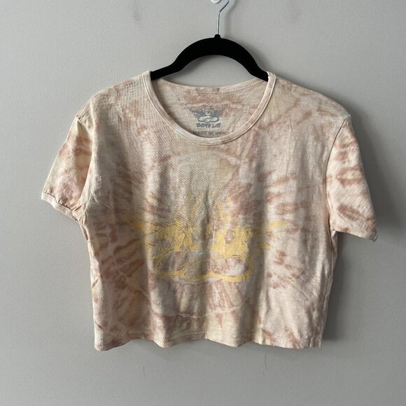 Boys Lie Cropped Flower Tie-Dye Crew Neck Short Sleeve T-Shirt Cream Medium - Picture 2 of 6